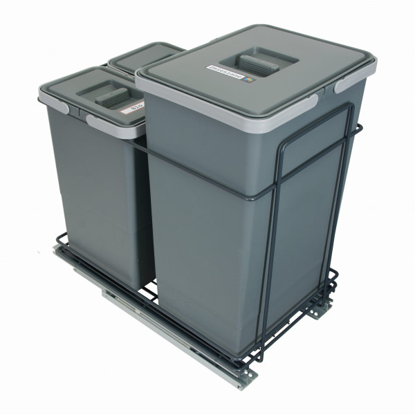 Sortownik śmieci EcoCube ANTRACYT do szafki od 40 cm Cichy domyk 1x24 2x8 l 687366