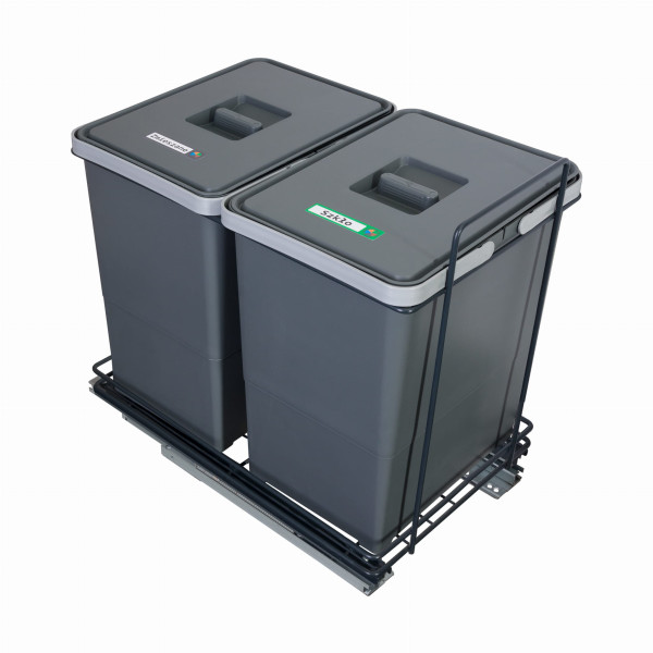Sortownik śmieci EcoCube ANTRACYT do szafki od 40 cm Cichy domyk 2x18 l 687394