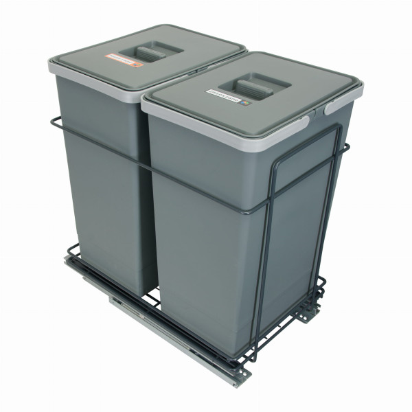 Sortownik śmieci EcoCube ANTRACYT do szafki od 40 cm Cichy domyk 2x24 l 687369