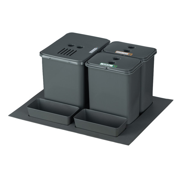 Sortownik śmieci FLEXI BASE do szuflady szafka 60cm 1x16+2x8+filtr+kuwetki 1037809