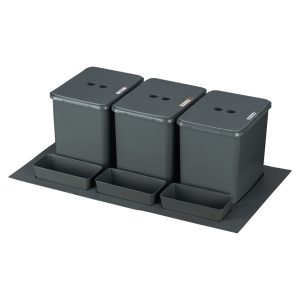 Sortownik śmieci FLEXI BASE do szuflady w szafce 80/90cm – 3×16 l + kuwetki 1031502 Sortownik śmieci FLEXI BASE do szuflady w szafce 80/90cm – 3×16 l + kuwetki 1031502