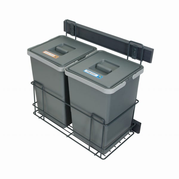 Sortownik śmieci SLIM ANTRACYT Cichy domyk do szafki od 30cm 2x12 litrów 687396