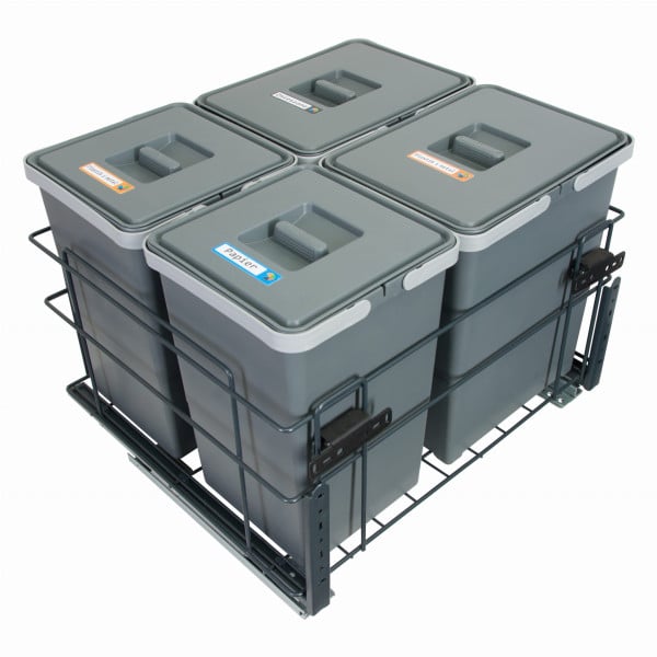 Sortownik śmieci SQUARE do szafki 60 cm 2x18l+2x12l - z mocowaniem frontu 687415