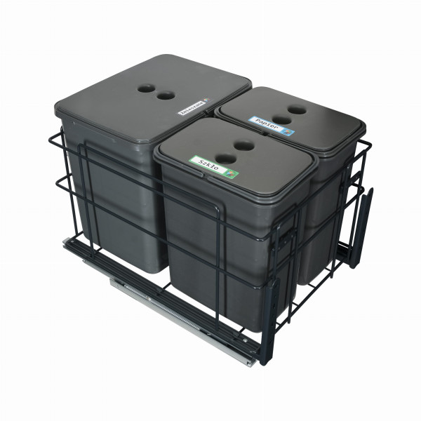 Sortownik śmieci SQUARE ECO do szafki 40cm 1x16l+2x8l - z mocowaniem frontu 687381