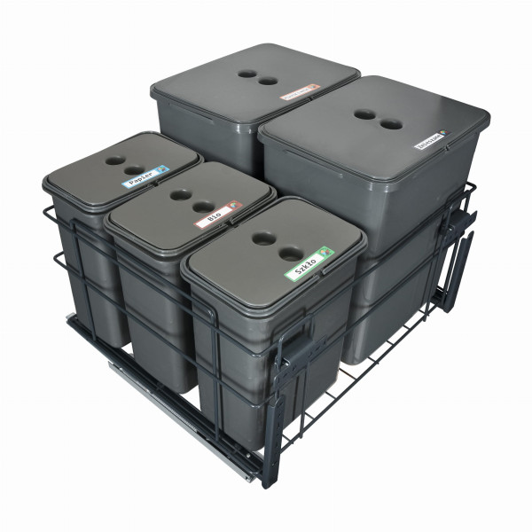 Sortownik śmieci SQUARE ECO do szafki 60cm 2x20l+3x8l - z mocowaniem frontu 687399