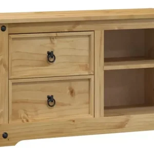 Sosnowa szafka RTV z 2 szufladami – Zenix 524439