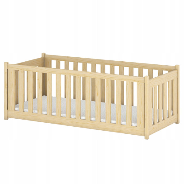 Sosnowe łóżko podłogowe z barierkami i stelazem flex CONCEPT 90x200 848909