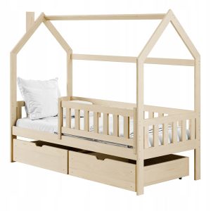 Sosnowy domek łóżko dziecięce z dwoma szufladami NATAN 90×200 z stelażem 868969 Sosnowy domek łóżko dziecięce z dwoma szufladami NATAN 90×200 z stelażem 868969