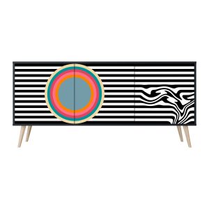 SPECTRA SHOWCASE Komoda 3 drzwi Czarna-Bukowa skośna 442361