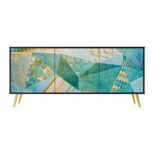 SPECTRUM SPLENDOR Komoda 3 drzwi Czarna-Metalowa szpilka złota 442509