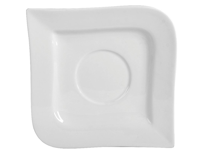 Spodek pod filiżankę Kubiko Fala porcelanowy biały 38502