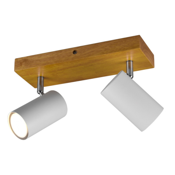 Spot chromowany z drewnem MARLEY 2xGU10x35W wym:16x26x9cm Trio 866214