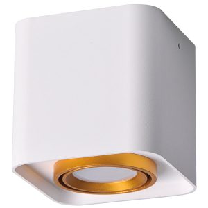Spot kwadratowy biało-złoty EGER 1xGU10x10W wym:9,8x10x10cm IP20 Polux 914513 Spot kwadratowy biało-złoty EGER 1xGU10x10W wym:9,8x10x10cm IP20 Polux 914513