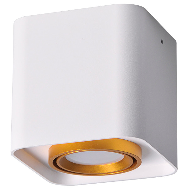 Spot kwadratowy biało-złoty EGER 1xGU10x10W wym:9,8x10x10cm IP20 Polux 914513