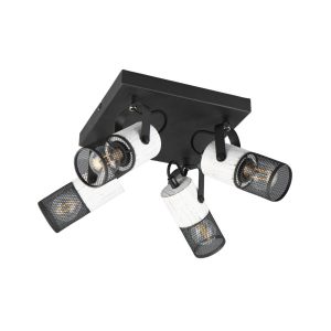 Spot kwadratowy czarno-biały Tosh 4xE14x15W wym:19,5x22x22cm IP20 Trio 908739