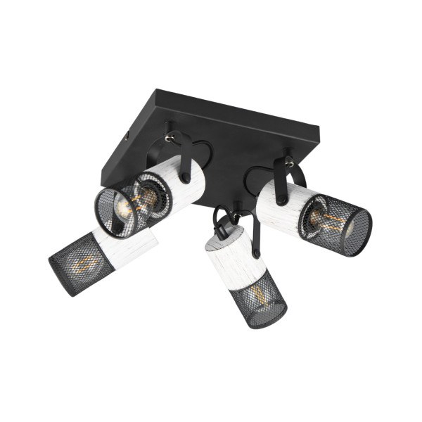 Spot kwadratowy czarno-biały Tosh 4xE14x15W wym:19,5x22x22cm IP20 Trio 908739
