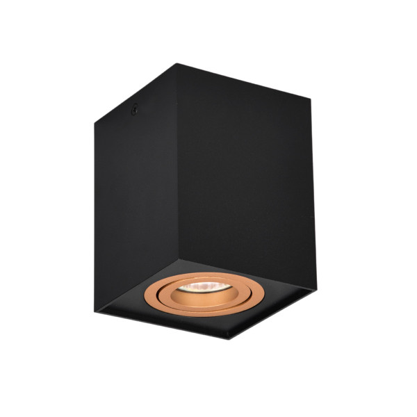 Spot kwadratowy czarno-złoty Biscuit 1xGU10x35W IP20 Trio 915051