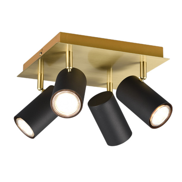 Spot kwadratowy czarno-złoty MARLEY 4xGU10x35W wym:15x24x24cm IP20 Trio 908965