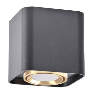 Spot kwadratowy czarno-złoty XENO 1xGU10x10W wym:9,8x10x10cm IP20 Polux 914400