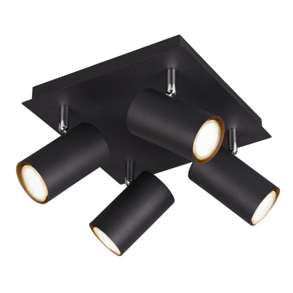 Spot kwadratowy czarny-chromowany MARLEY 4xGU10x35W IP20 Trio 908772