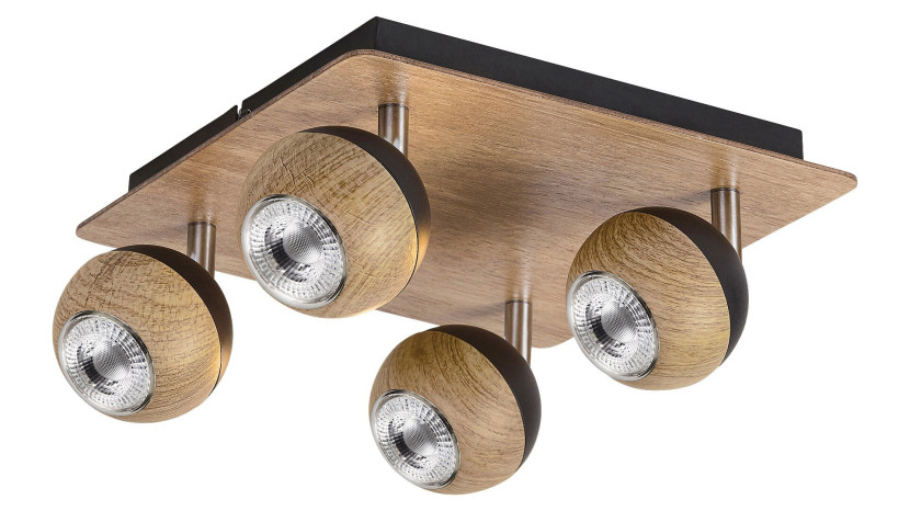 Spot kwadratowy dąb Arthur 4xGU10x10W wym:13,5x26x26cm IP20 Rabalux 909064