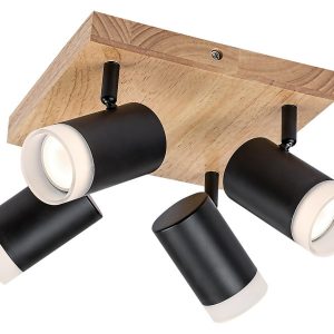 Spot kwadratowy dąb-czarny Toras 4xGU10x10W wym:16x6x6cm IP20 Rabalux 908915 Spot kwadratowy dąb-czarny Toras 4xGU10x10W wym:16x6x6cm IP20 Rabalux 908915