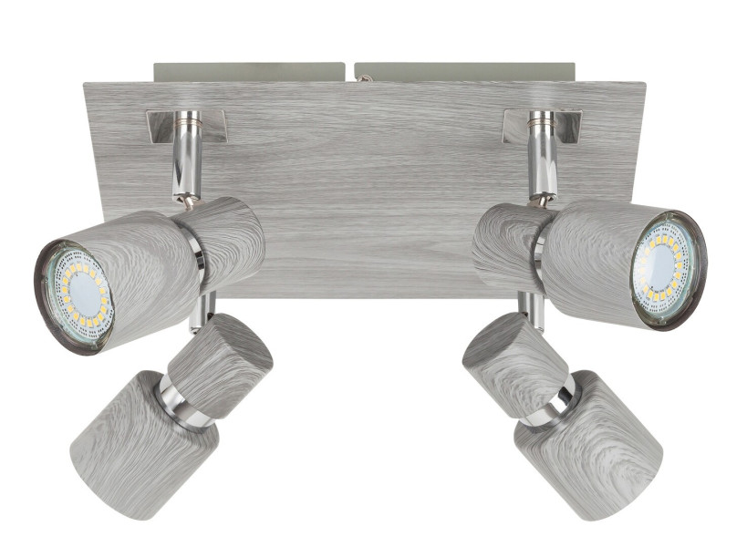 Spot kwadratowy szary dąb Merkur 4xGU10x10W wym:11x25x25cm IP20 Rabalux 908941