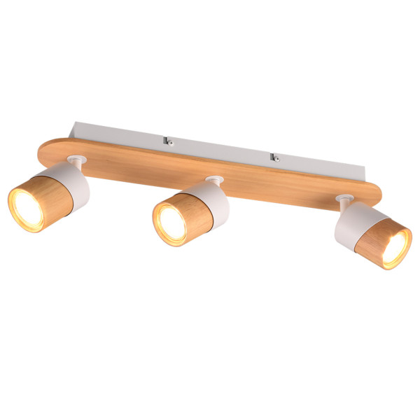 Spot listwa biały jasne drewno ARUNI 3xGU10x10W wym:15x48x9cm IP20 Trio 909135