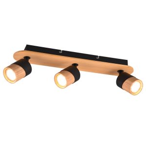 Spot listwa czarny-jasne drewno ARUNI 3xGU10x5W wym:15x48x9cm IP20 Trio 909632