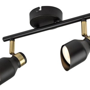 Spot listwa czarny matowy-złoty LILOU 2xGU10x25W IP20 Rabalux 908767