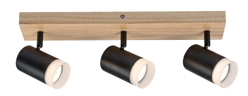 Spot listwa dąb-czarny Toras 3xGU10x10W wym:14x6x6cm IP20 Rabalux 909070