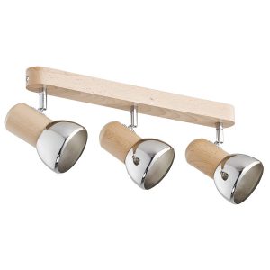Spot listwa drewno-chrom SPIRO 3xE27x15W wym:16,5x54x9cm IP20 Alfa 908926