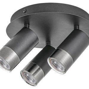 Spot okrągły czarny matowy-srebrny Zircon 3xGU10x10W IP20 Rabalux 908653