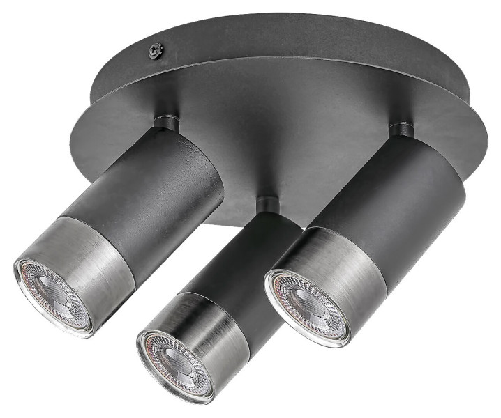 Spot okrągły czarny matowy-srebrny Zircon 3xGU10x10W IP20 Rabalux 908653