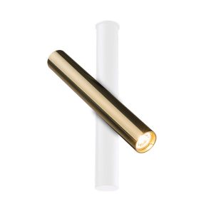 Spot okrągły mosiądz-biały AKADI 1xGU10x4W wym:30,4x28x4cm IP20 Amplex 915279