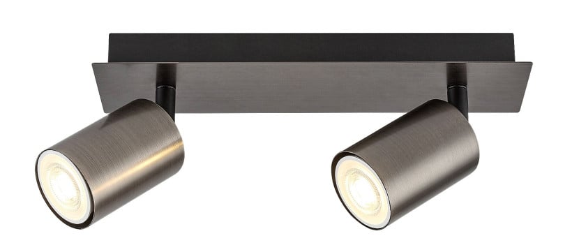 Spot prostokątny armatnia szarość GERHARD 2xGU10x15W IP20 Rabalux 908687