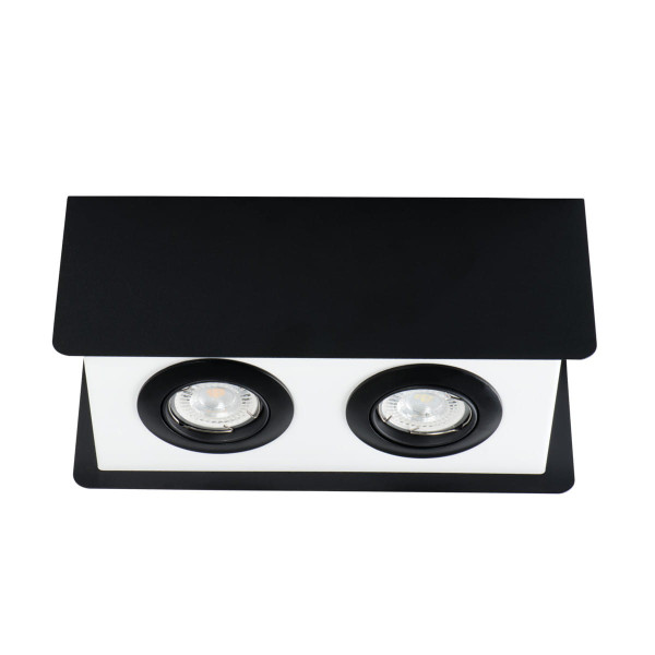 Spot prostokątny czarno-biały TORIM 2xGU10x35W wym:11x27x12cm IP20 Kanlux 913897