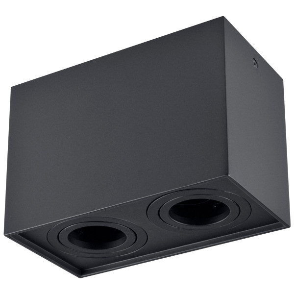 Spot prostokątny czarny HADAR 2xGU10x10W wym:12,5x18x9,6cm IP20 Polux 914403