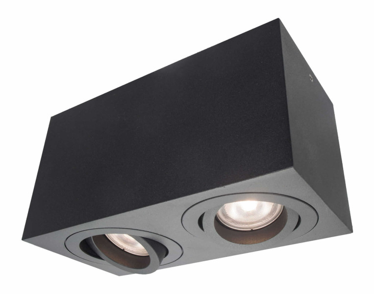 Spot prostokątny czarny Lyon 2xGU10x50W wym:9,5x18x9cm IP20 Light Prestige 915261