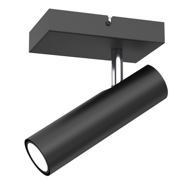 Spot prostokątny czarny mat-chromowany Axion 1xGU10x8W IP20 Luminex 904985