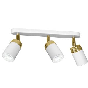 Spot sufitowy biały mat-złoty połysk Reno 3xGU10x15W wym:17x35x6cm Luminex 866987 Spot sufitowy biały mat-złoty połysk Reno 3xGU10x15W wym:17x35x6cm Luminex 866987