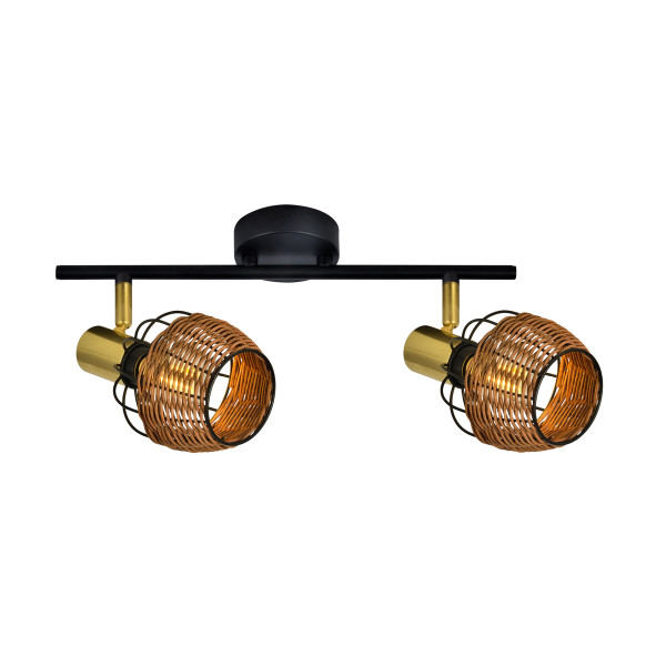 Spot sufitowy czarno-złoty-ratan COPA 2xE14x40W wym:16x45x10cm Zuma Line 866253