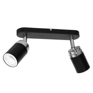 Spot sufitowy czarny mat-chromowany Reno 2xGU10x15W wym:17x26x6cm Luminex 866904 Spot sufitowy czarny mat-chromowany Reno 2xGU10x15W wym:17x26x6cm Luminex 866904