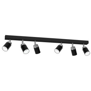Spot sufitowy czarny mat-chromowany Reno 6xGU10x15W wym:17x90x6cm Luminex 866899 Spot sufitowy czarny mat-chromowany Reno 6xGU10x15W wym:17x90x6cm Luminex 866899