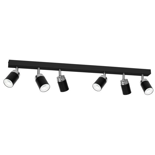 Spot sufitowy czarny mat-chromowany Reno 6xGU10x15W wym:17x90x6cm Luminex 866899