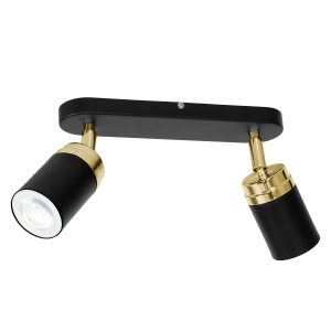 Spot sufitowy czarny mat-złoty połysk Reno 2xGU10x15W wym:17x26x6cm Luminex 865984 Spot sufitowy czarny mat-złoty połysk Reno 2xGU10x15W wym:17x26x6cm Luminex 865984