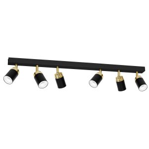 Spot sufitowy czarny mat-złoty połysk Reno 6xGU10x15W wym:17x90x6cm Luminex 866898 Spot sufitowy czarny mat-złoty połysk Reno 6xGU10x15W wym:17x90x6cm Luminex 866898