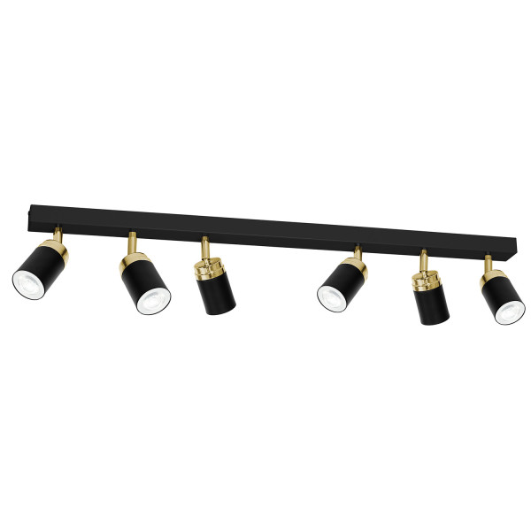 Spot sufitowy czarny mat-złoty połysk Reno 6xGU10x15W wym:17x90x6cm Luminex 866898