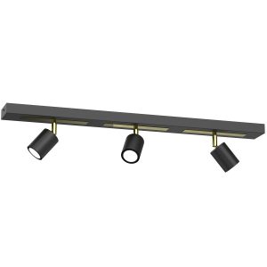 Spot sufitowy czarny mat-złoty połysk Rodez 3xGU10x8W wym:15x80x8cm Luminex 866628 Spot sufitowy czarny mat-złoty połysk Rodez 3xGU10x8W wym:15x80x8cm Luminex 866628
