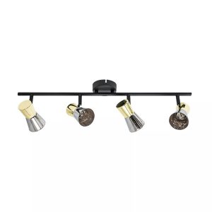 Spot sufitowy czarny matowy-złoty Cento 4xG9x40W wym:14x64x8cm Zuma Line 866250 Spot sufitowy czarny matowy-złoty Cento 4xG9x40W wym:14x64x8cm Zuma Line 866250